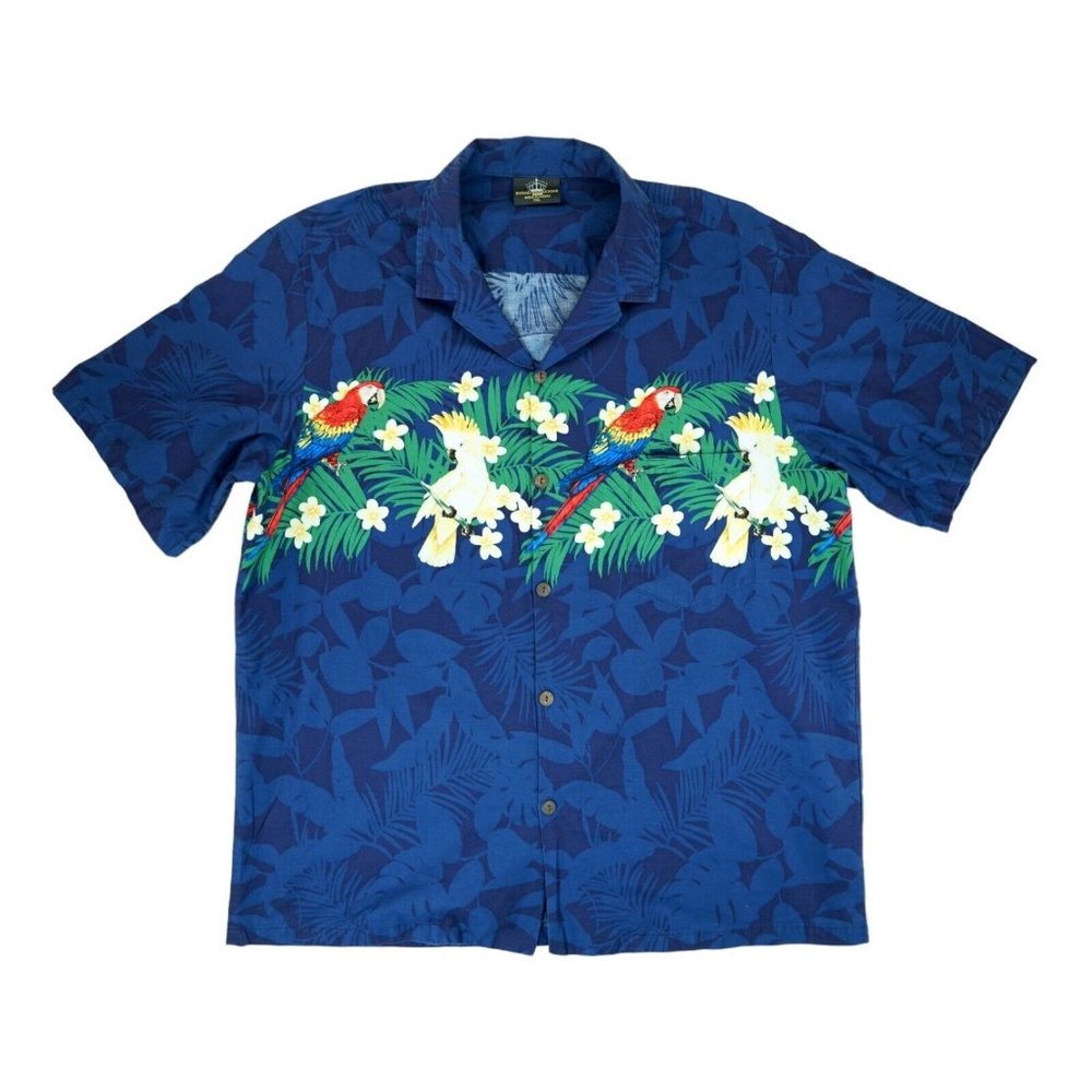 Royal‎ Creations Mens Hawaiian Parrots Floral Pocket Shirt Made In USA Size XXL
